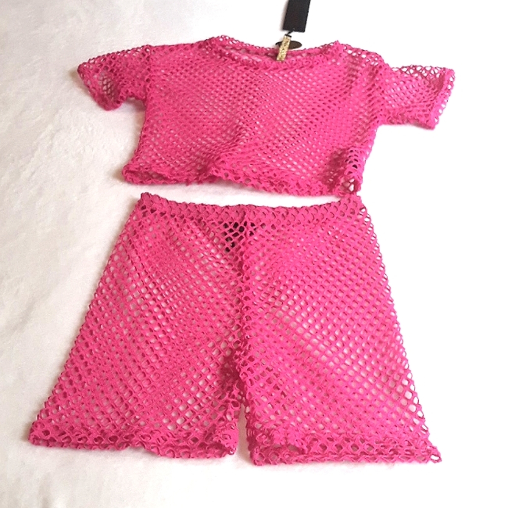 NWT Netted Pink Short Set